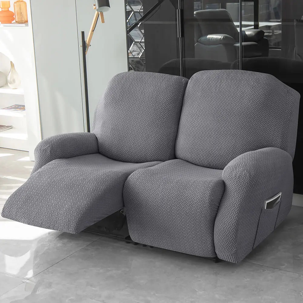 2-Seater Reclining Sofa Slipcover - Herringbone Design