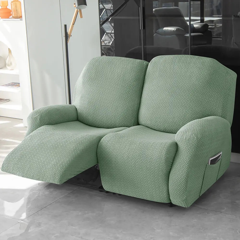 2-Seater Reclining Sofa Slipcover - Herringbone Design