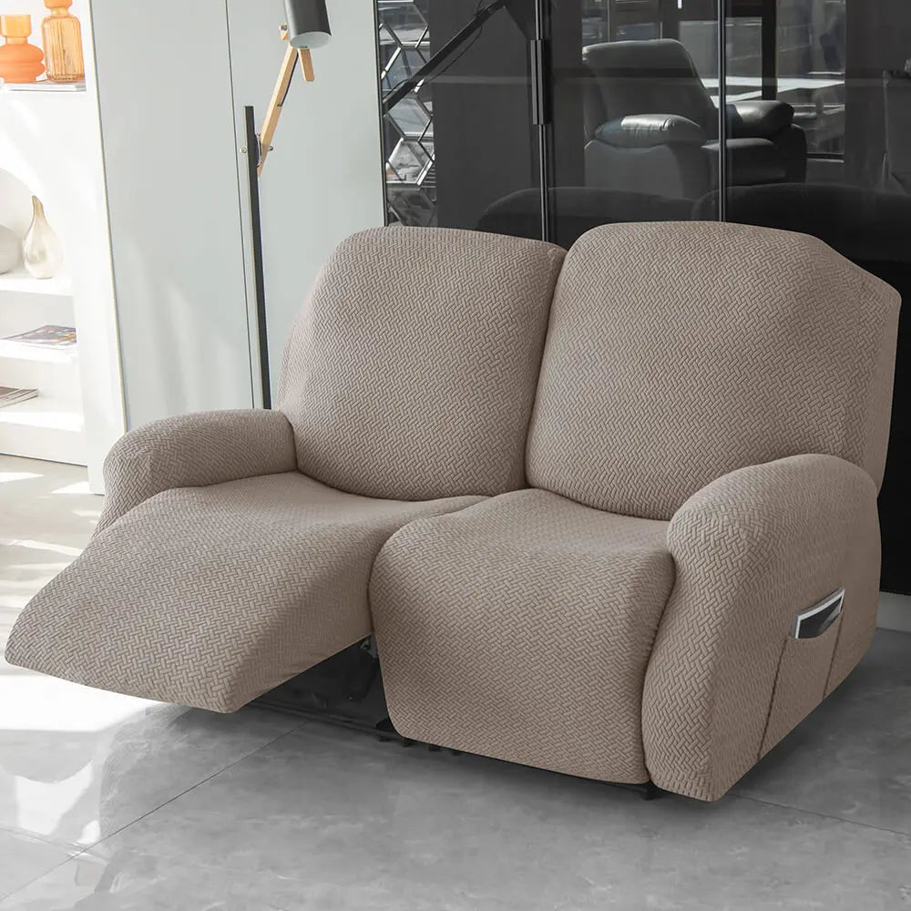 2-Seater Reclining Sofa Slipcover - Herringbone Design