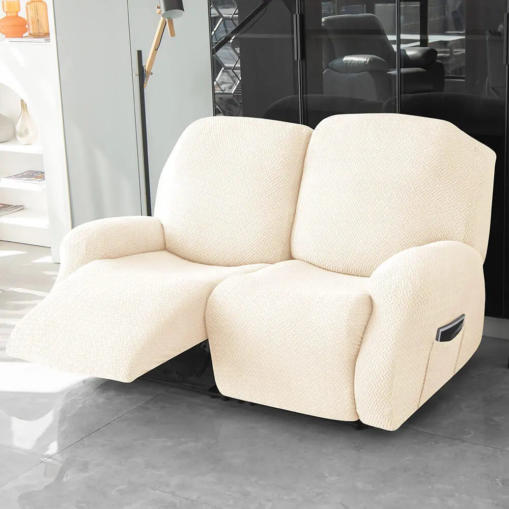 2-Seater Reclining Sofa Slipcover - Herringbone Design