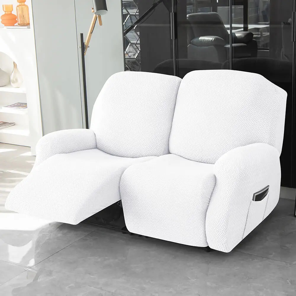 2-Seater Reclining Sofa Slipcover - Herringbone Design